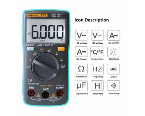 RICHMETERS RM102 True RMS цифровой мультиметр 6000 отсчетов