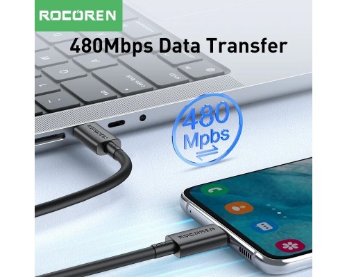 Кабель Rocoren USB TYPE-C - USB TYPE-C PD3.1  240 Вт длинной 2 метра для паяльника Pinecil V2 TS101